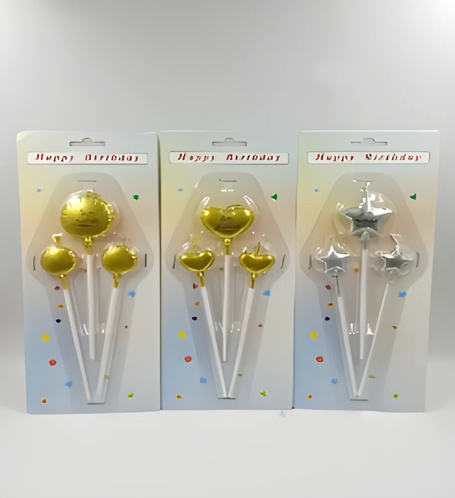 Birthday Candle – 3P Series Gold-plated Printing Blister Card – Style 1