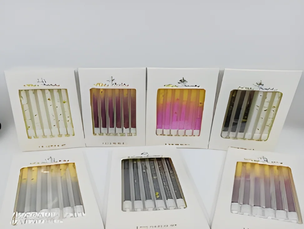 Birthday Candle – White Box 6 Gold Plated Gradient + Dots