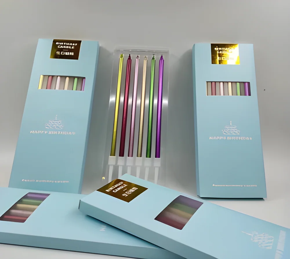 Birthday Candle – Blue Box 6 Pieces Spray Gold