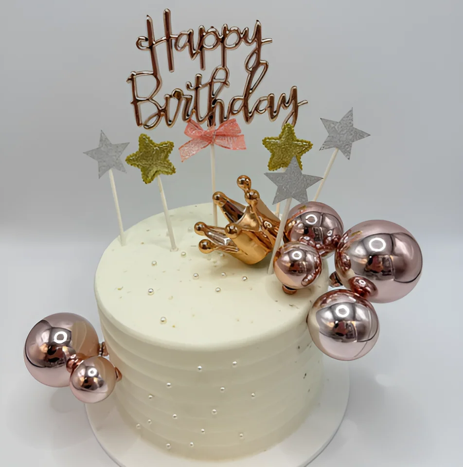 Happy Birthday Crown Cake Topper Set