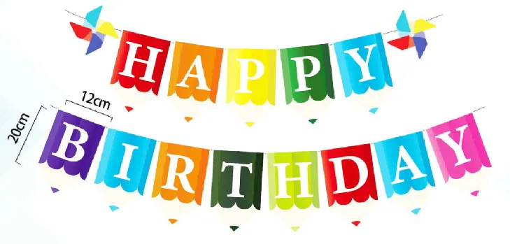Rainbow Pennant Happy Birthday Banner – 15 pcs