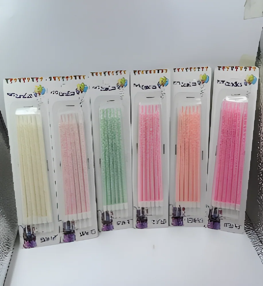 Birthday Candle – Length 12.8 cm Diameter 0.55 cm 6 Gold Glitter Powder