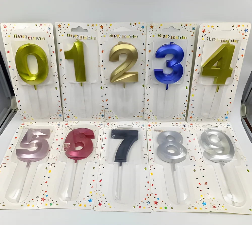 Number Candle – Big Diamond Face Numbers 7cm Gold Plated