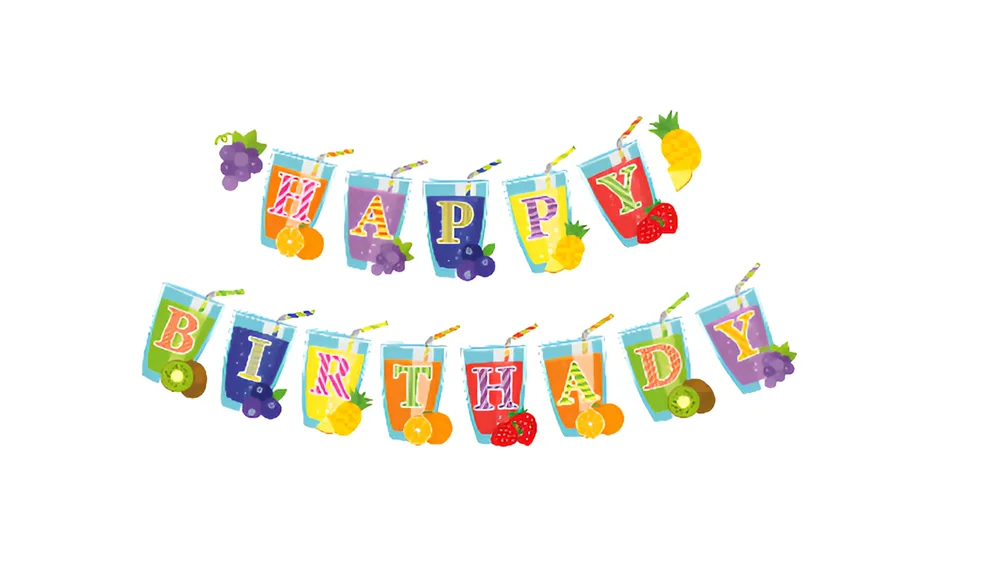Fruity Happy Birthday Banner – 15 pcs