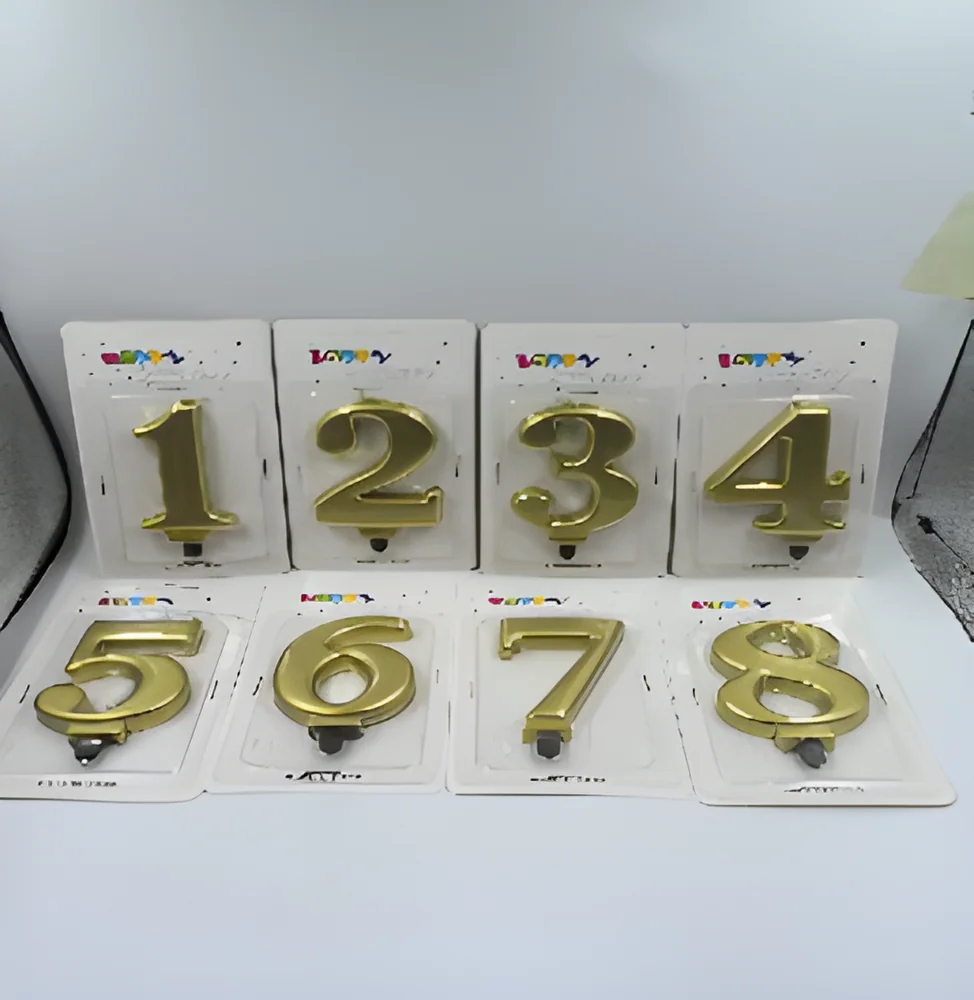Number Candle – Blister Card with Large Numbers Gold-plated