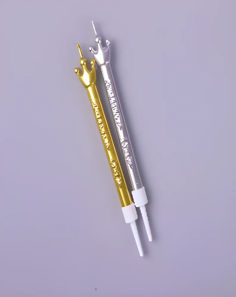 Single Crown Gold Plated Rod Candle