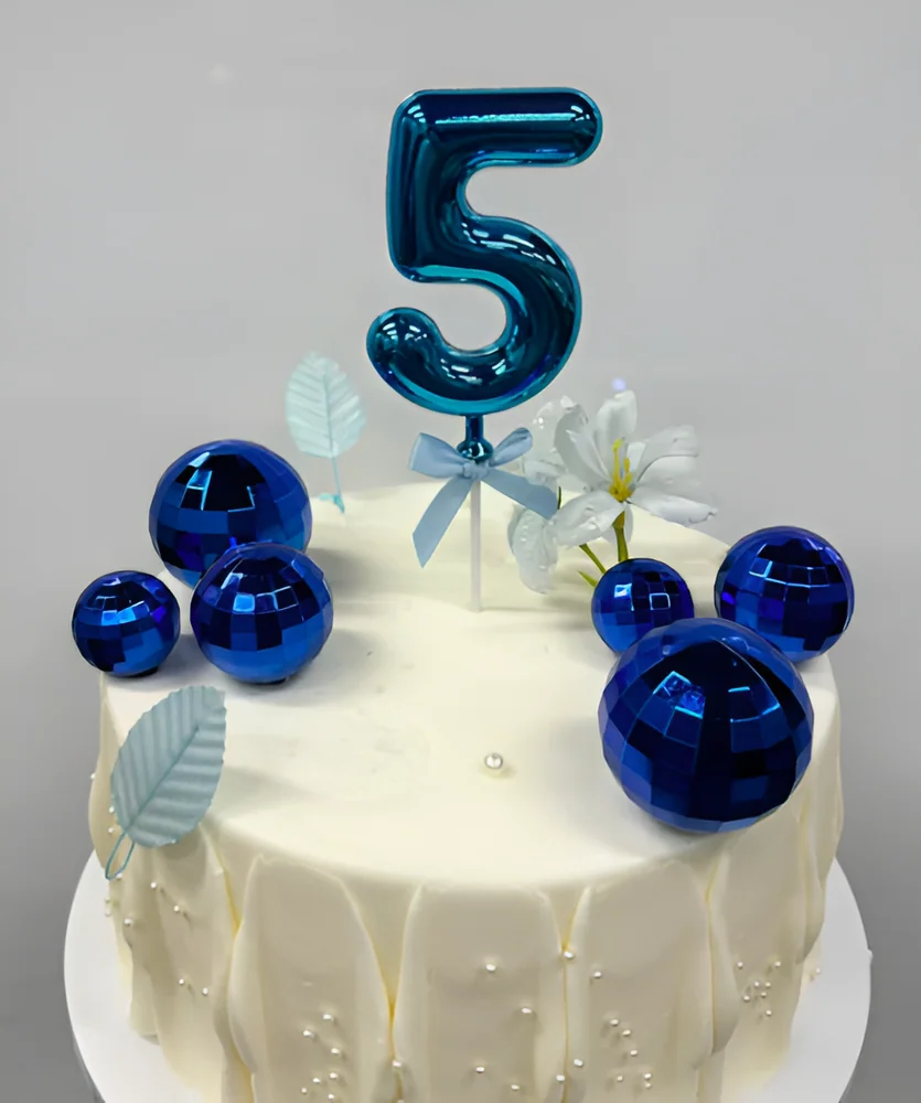 Number & Ball (Blue) Cake Topper Set – Style 1