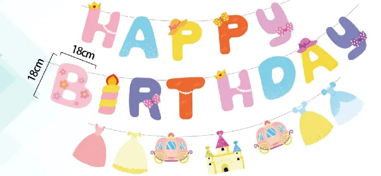 Princess Happy Birthday Banner – 20 pcs