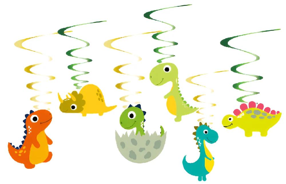 Dinosaur Hanging Swirl Decorations – 12 pcs