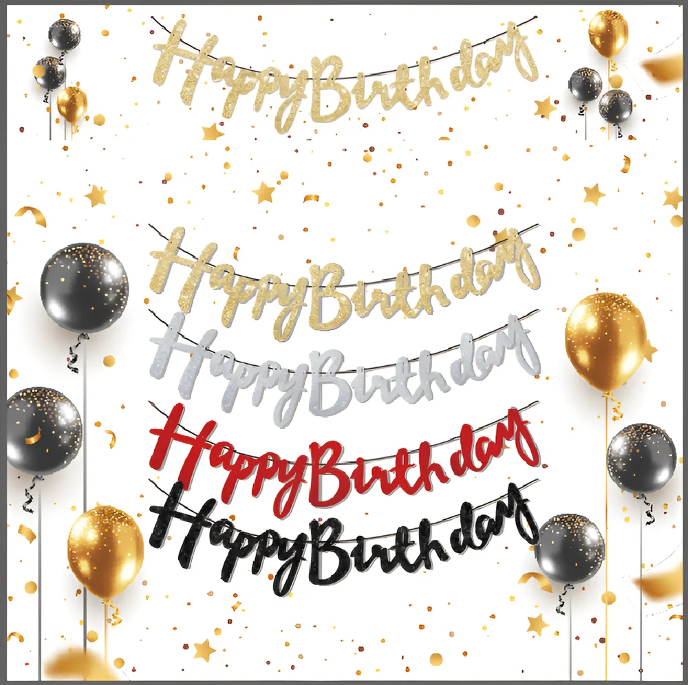 Script Happy Birthday Banner – 13 pcs