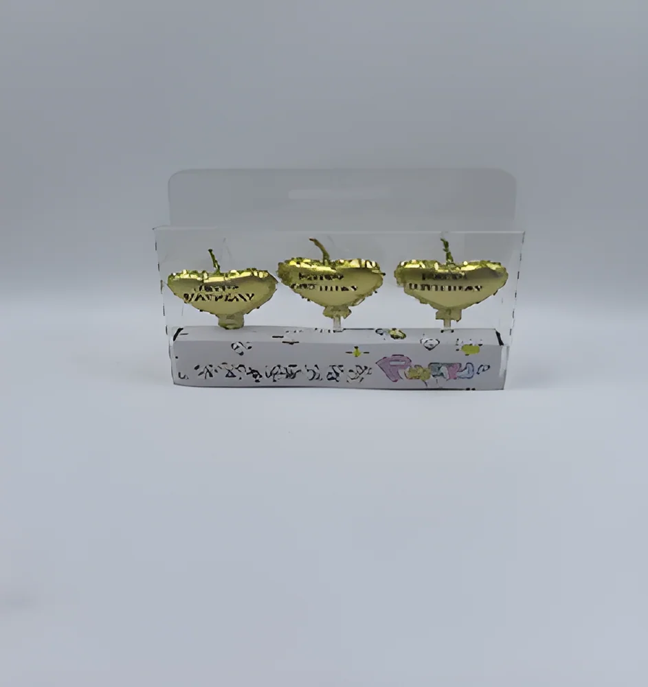 Birthday Candle – 3 Balloons Gold Plated Seal Happy