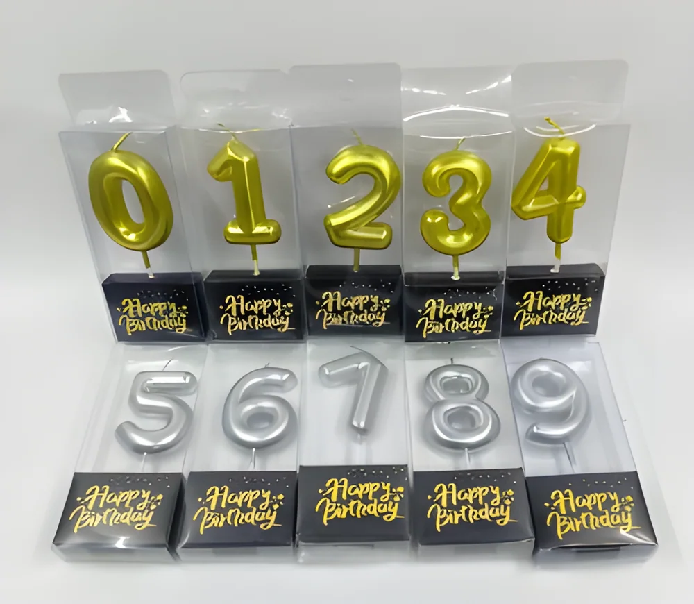 Number Candle – Small Round Black Box Number