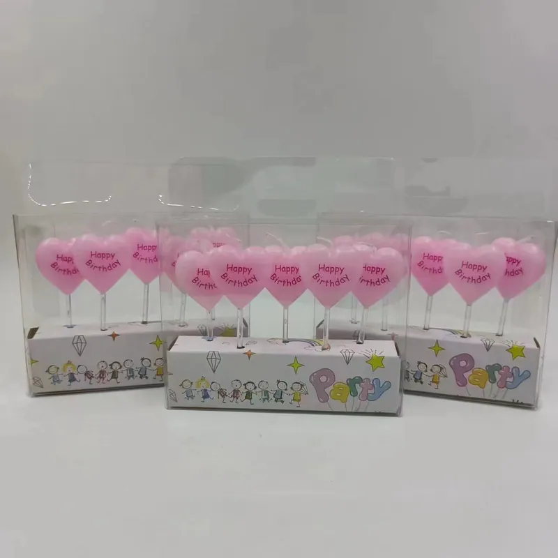 Birthday Candle – PVC Box Pink Love Heart