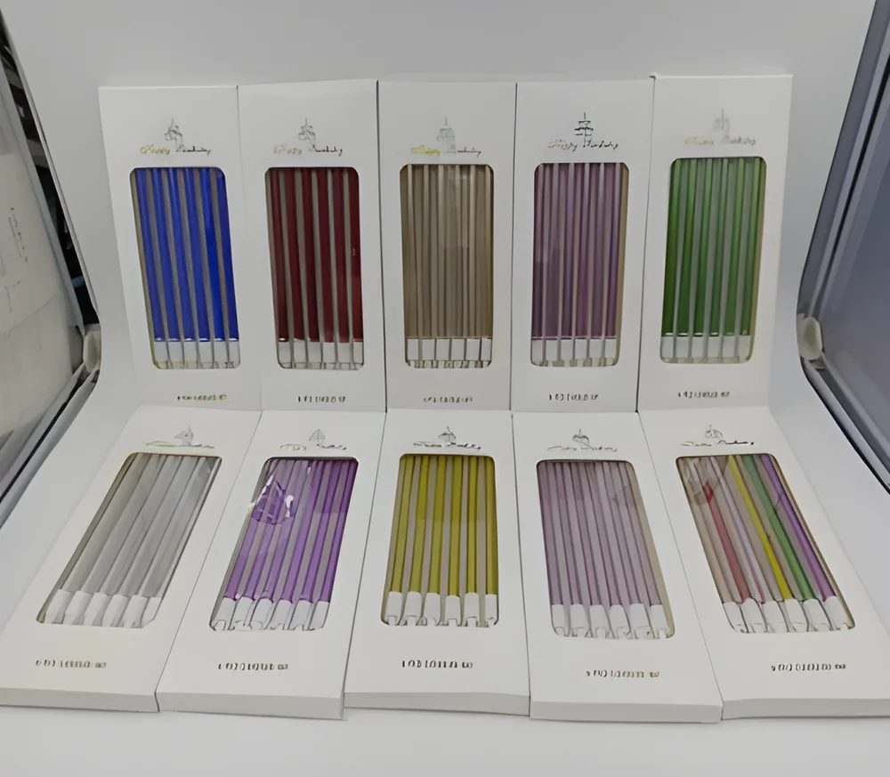 Birthday Candle – 6 Pieces in White Box with Gold Spray