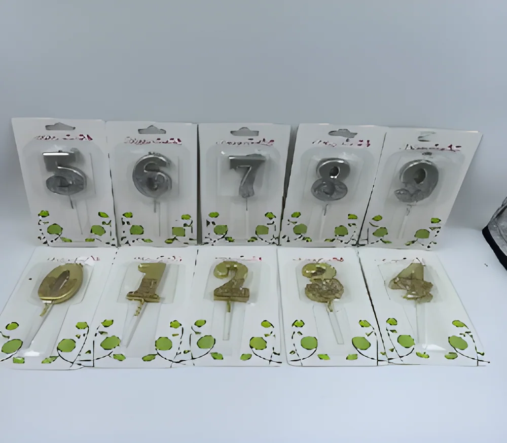 Number Candle – 4.5cm Flat Digital Half Gold Half Gold Powder