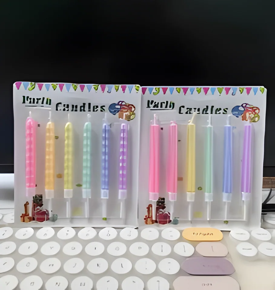Birthday Candle – Pearlescent Maca Bamboo. Linear Flow Light Blister Card