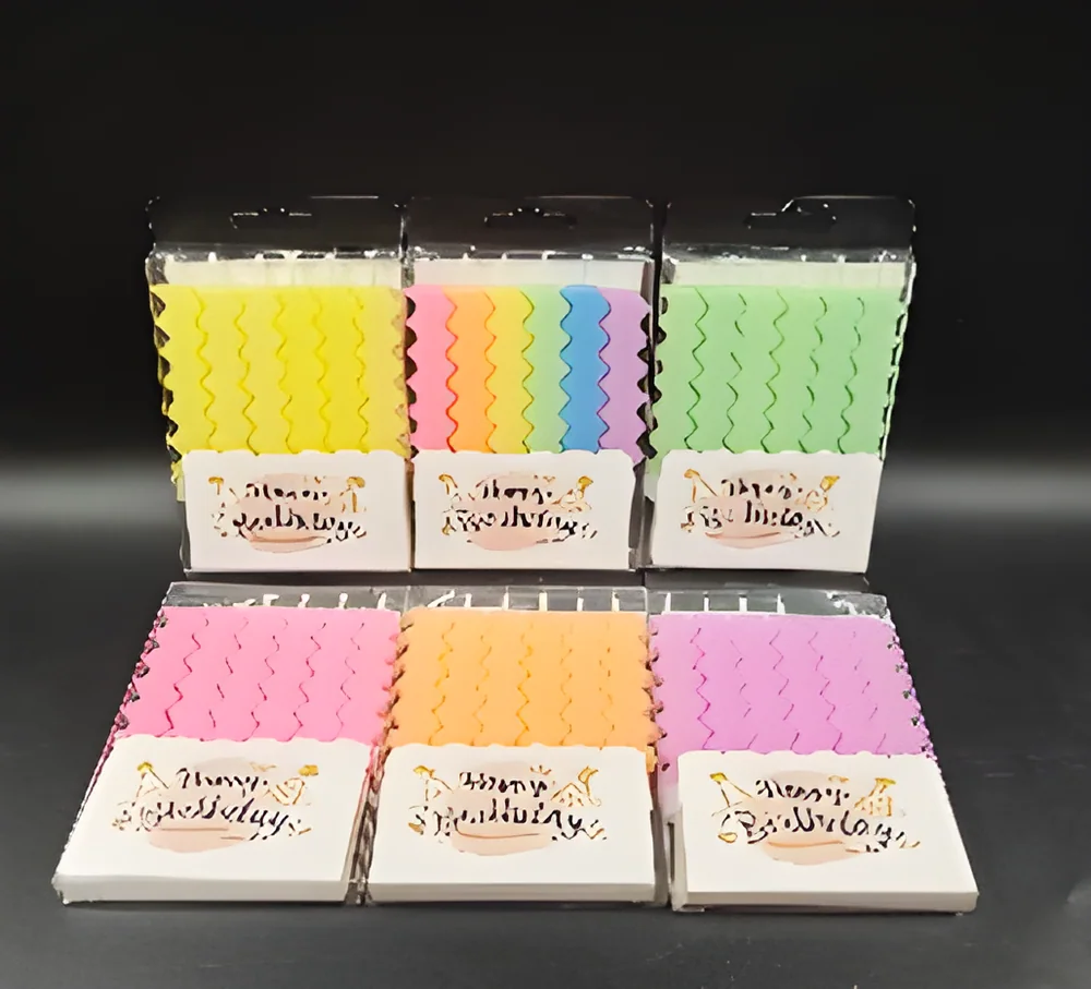 Birthday Candle – 6 Separated Water Ripple Crystal Colors PVC Boxed