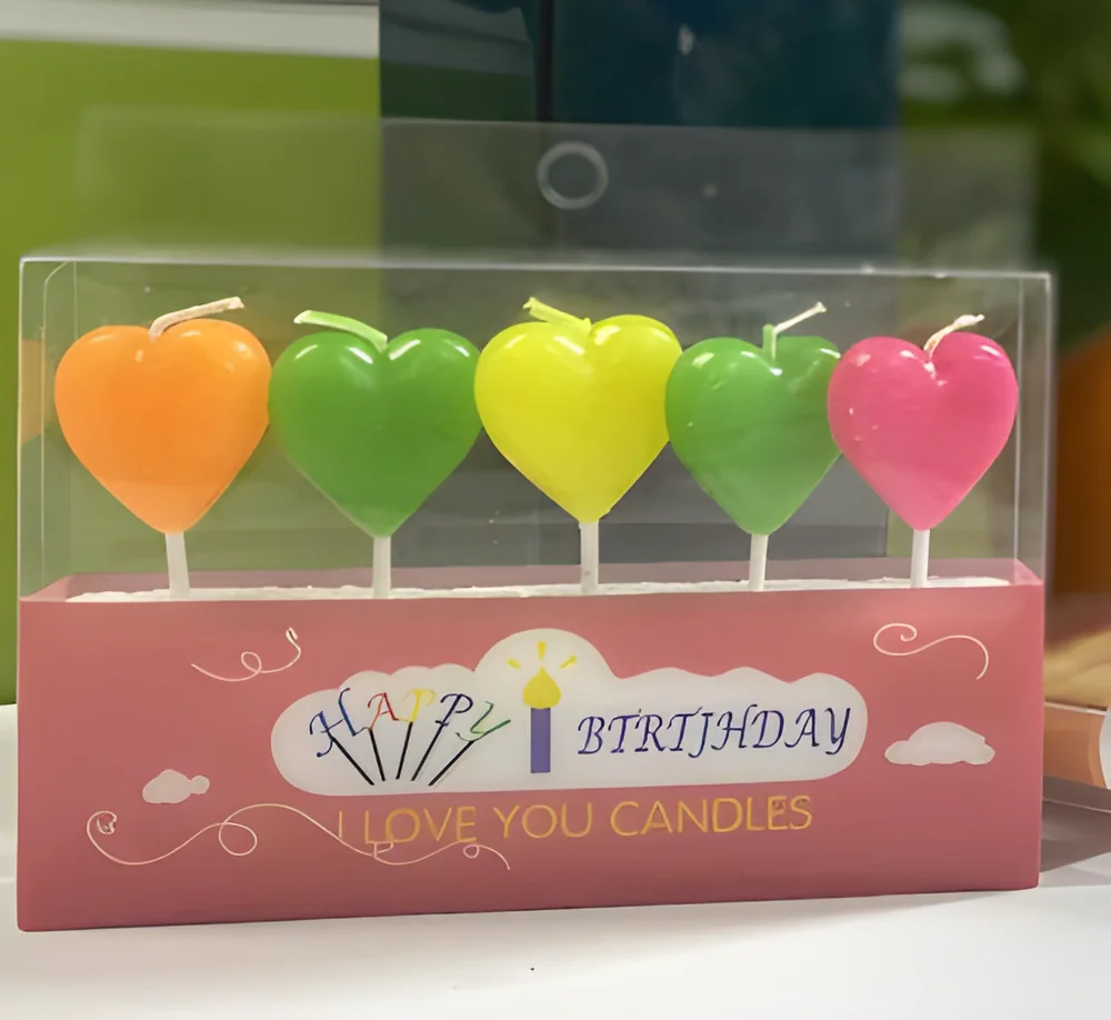 Birthday Candle – PVC 5 Hearts (Crystal)
