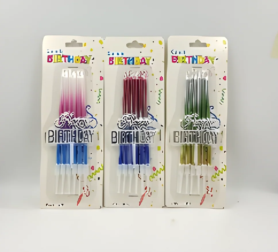 Birthday Candle – 6 Pieces of 3-color Gradient + English Cake Topper