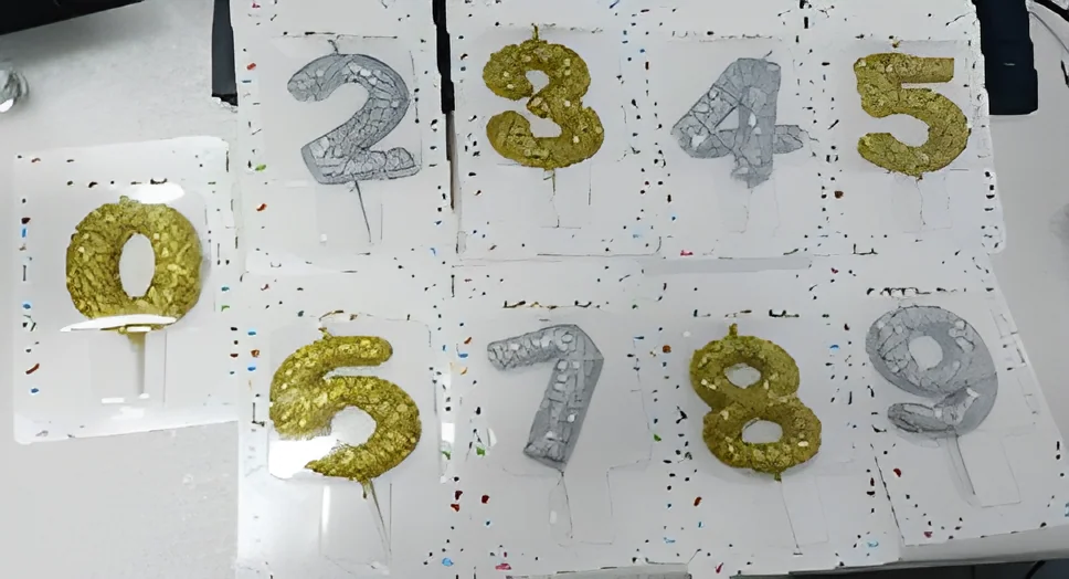 Number Candle – 9cm Round Face Digital Gold Powder Blister Card