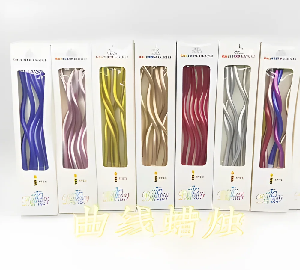 Birthday Candle – White Box 6 Spray Gold Curves