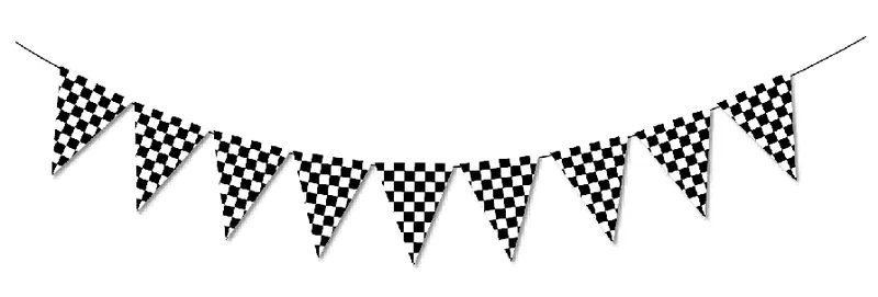 Black Checkered Flag Pennant Banner – 9 pcs