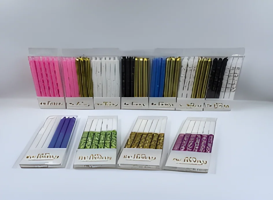 PVC Long 12 Pieces Gold Plated + Gold Dot Rod Candle
