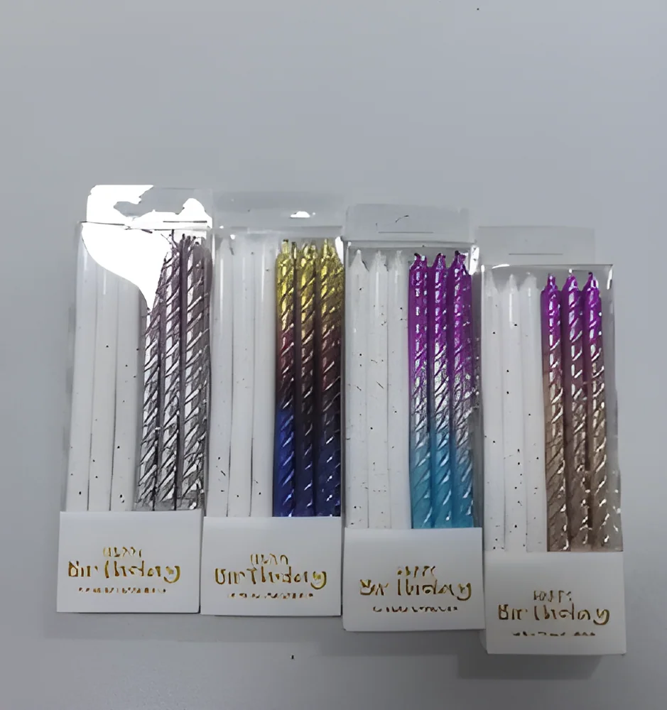 Birthday Candle – PVC Long 12 Polished Poles 3 Color Gradient Separate Bracket + Highlight Combination
