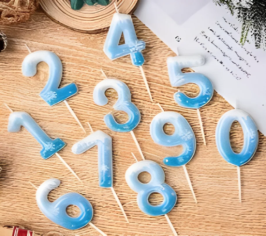 Snowflake Blue Number Candle 6cm