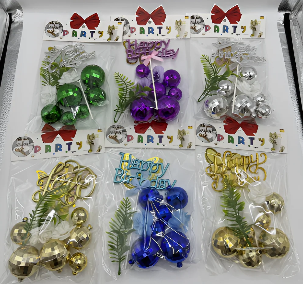 Ball & Bow Cake Topper Set – Style 1