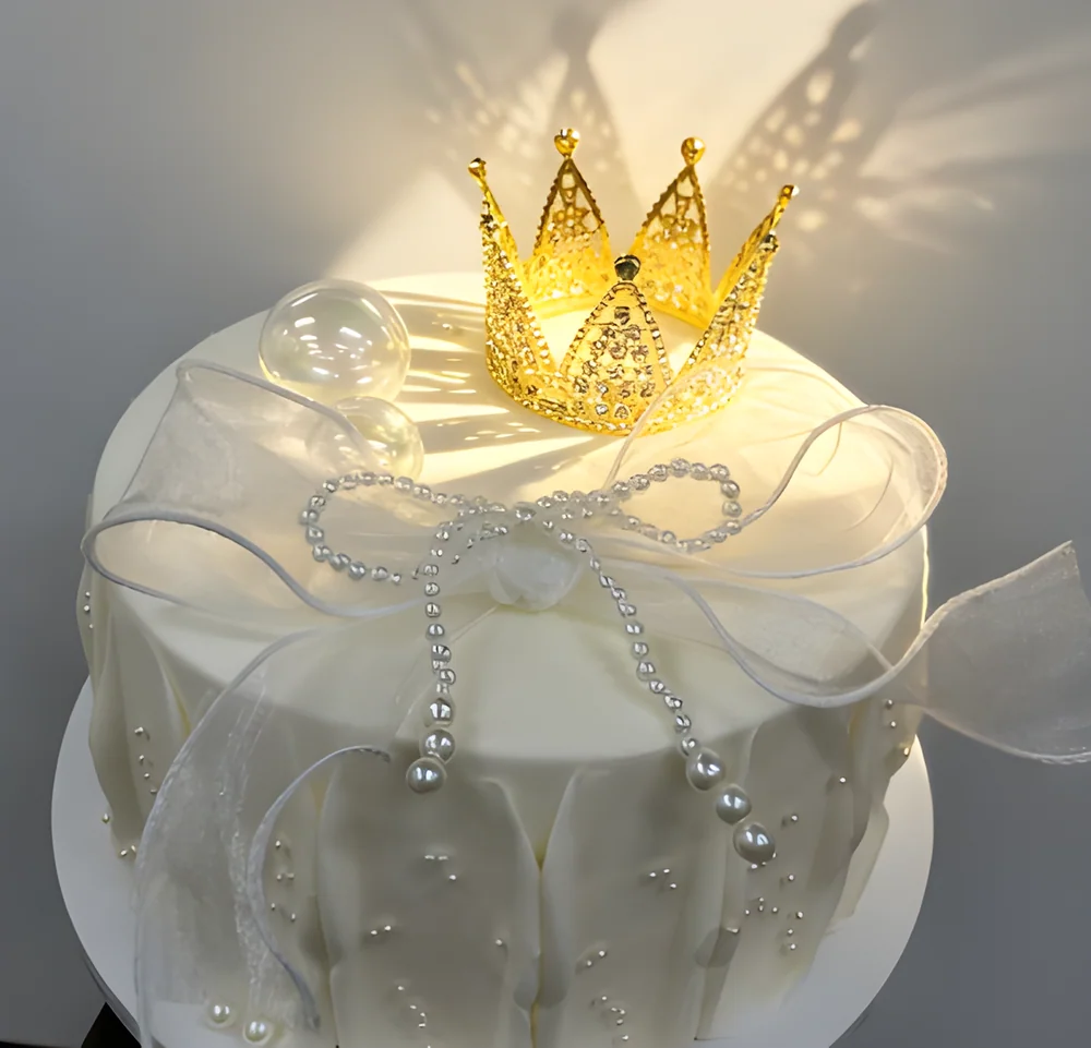 Gold Crown Cake Topper Set