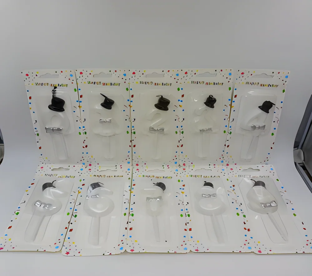 Number Candle – White.blue Top Hat Numbers